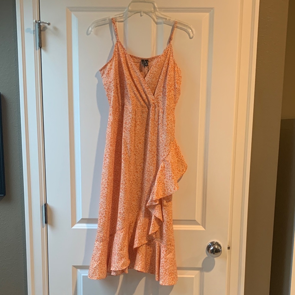 Vero Moda Asymmetrical Orange Floral Dress